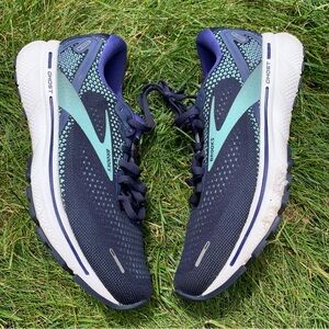 Brooks Ghost 14 Womens 9 Shoes Road Running Neutral Trainer Distance Navy Blue